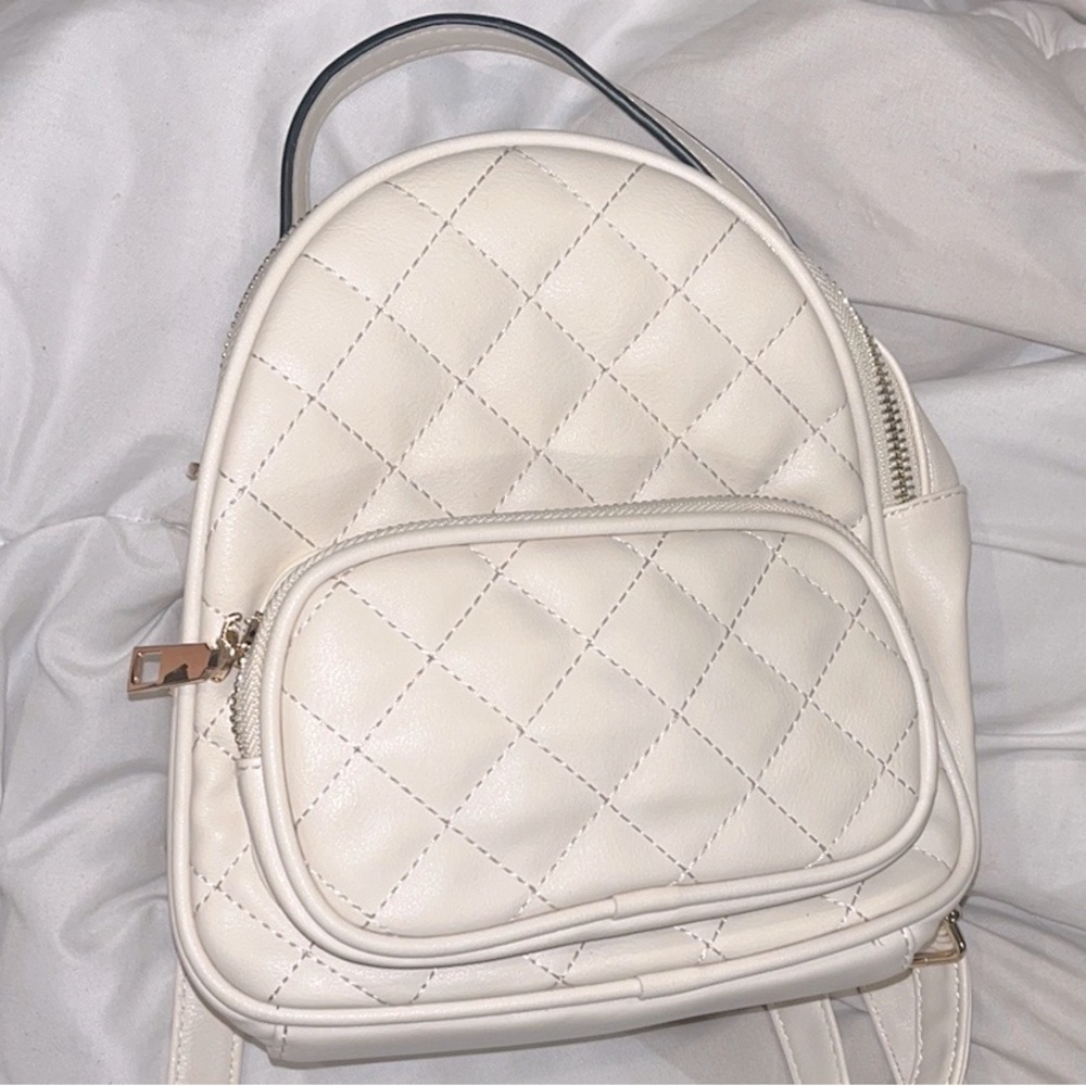 White Chanel-Like Mini Backpack